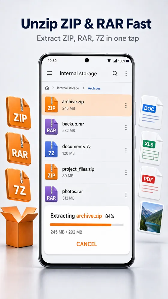 فك ضغط ملفات ZIP وRAR و7z على أندرويد باستخدام Glenzo File Manager