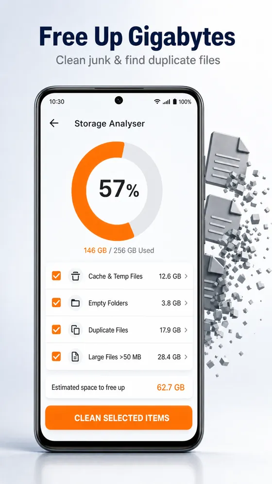 Storage analyser and cleaner with duplicate file finder in Glenzo File Manager